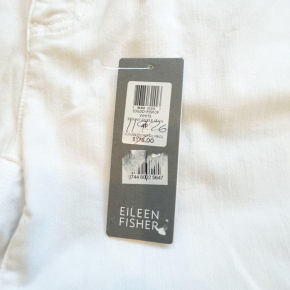 Eileen Fisher White Skinny Ankle Jeans - Picture 4 of 13